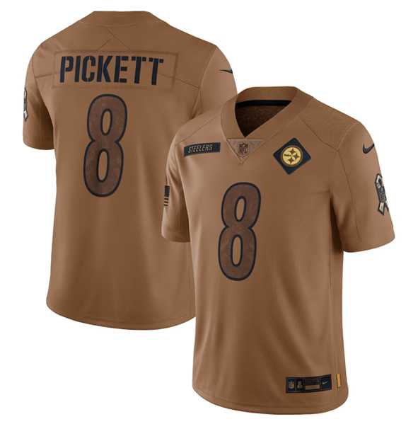 Men%27s Pittsburgh Steelers #8 Kenny Pickett 2023 Brown Salute To Service Limited Football Stitched Jersey Dyin->philadelphia eagles->NFL Jersey
